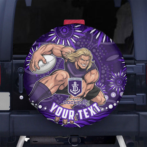 Personalized Fremantle Dockers Rugby Spare Tire Cover Aboriginal Dot Art - Dreamtime Football Mascot