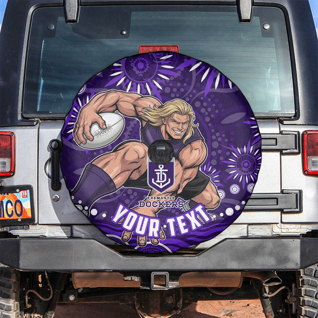 Personalized Fremantle Dockers Rugby Spare Tire Cover Aboriginal Dot Art - Dreamtime Football Mascot