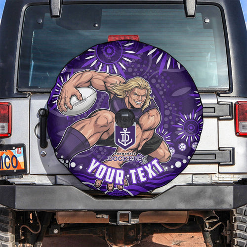 Personalized Fremantle Dockers Rugby Spare Tire Cover Aboriginal Dot Art - Dreamtime Football Mascot