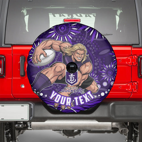 Personalized Fremantle Dockers Rugby Spare Tire Cover Aboriginal Dot Art - Dreamtime Football Mascot