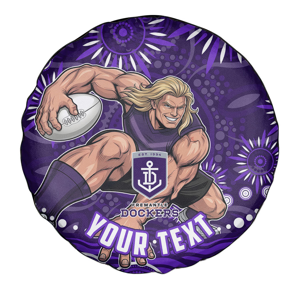 Personalized Fremantle Dockers Rugby Spare Tire Cover Aboriginal Dot Art - Dreamtime Football Mascot