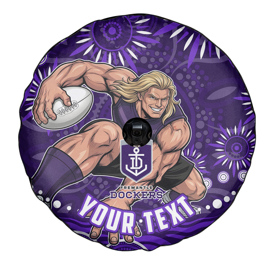 Personalized Fremantle Dockers Rugby Spare Tire Cover Aboriginal Dot Art - Dreamtime Football Mascot