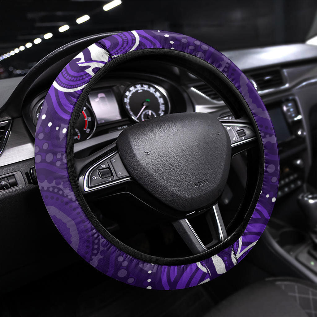 Fremantle Dockers Rugby Steering Wheel Cover Aboriginal Dot Art - Dreamtime Football Mascot