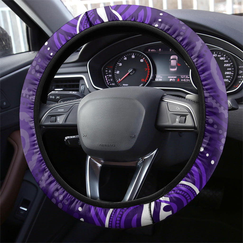 Fremantle Dockers Rugby Steering Wheel Cover Aboriginal Dot Art - Dreamtime Football Mascot