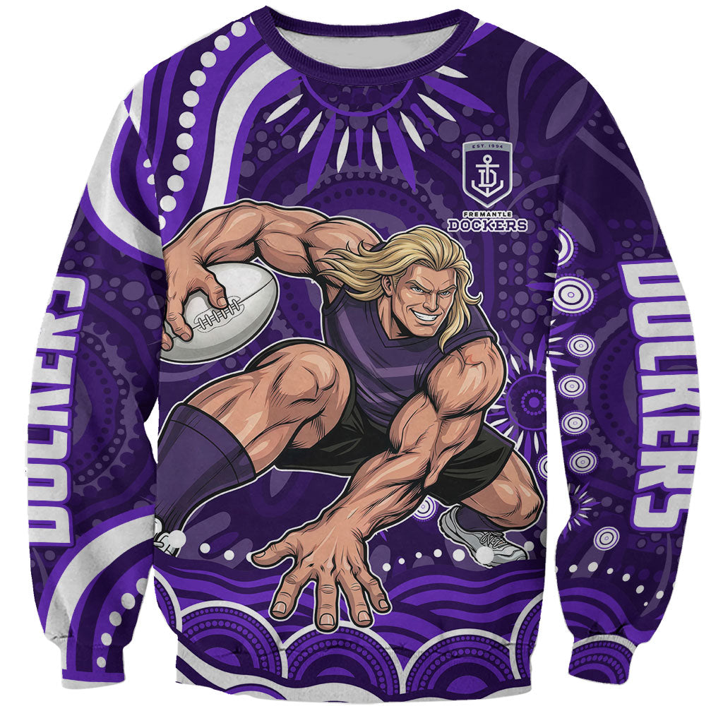 Personalized Fremantle Dockers Rugby Sweatshirt Aboriginal Dot Art - Dreamtime Football Mascot