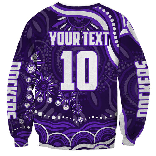 Personalized Fremantle Dockers Rugby Sweatshirt Aboriginal Dot Art - Dreamtime Football Mascot