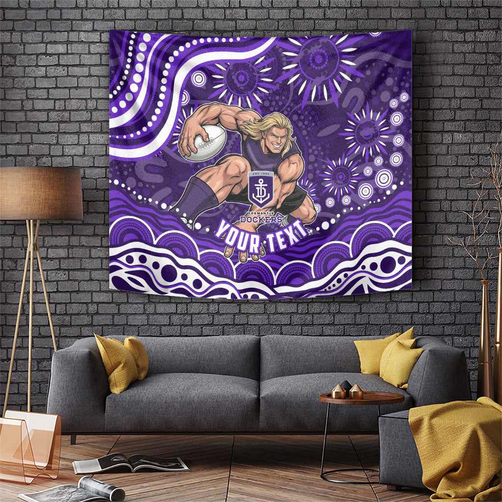 Personalized Fremantle Dockers Rugby Tapestry Aboriginal Dot Art - Dreamtime Football Mascot