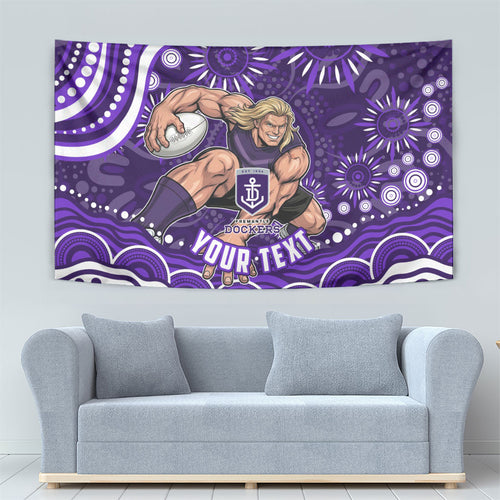 Personalized Fremantle Dockers Rugby Tapestry Aboriginal Dot Art - Dreamtime Football Mascot