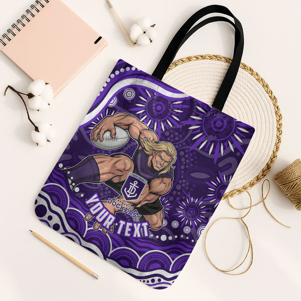 Personalized Fremantle Dockers Rugby Tote Bag Aboriginal Dot Art - Dreamtime Football Mascot