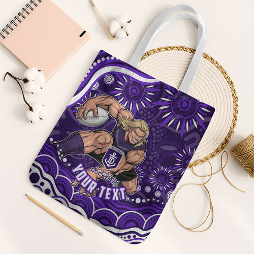 Personalized Fremantle Dockers Rugby Tote Bag Aboriginal Dot Art - Dreamtime Football Mascot