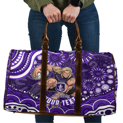 Personalized Fremantle Dockers Rugby Travel Bag Aboriginal Dot Art - Dreamtime Football Mascot