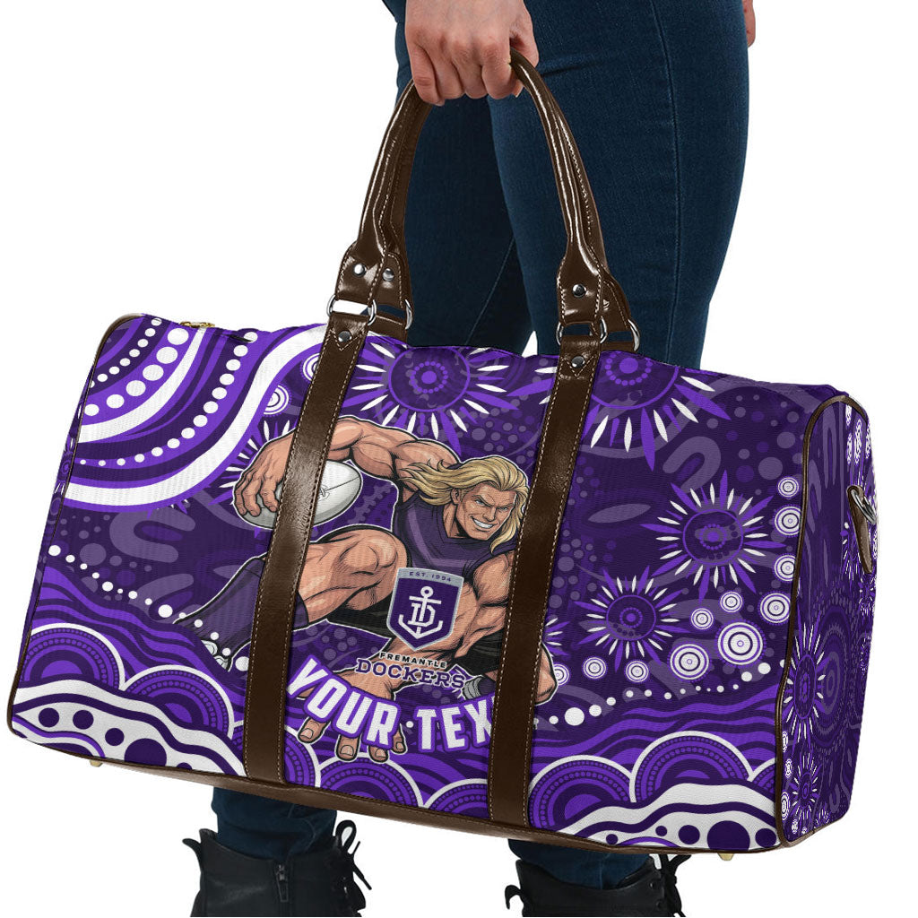 Personalized Fremantle Dockers Rugby Travel Bag Aboriginal Dot Art - Dreamtime Football Mascot