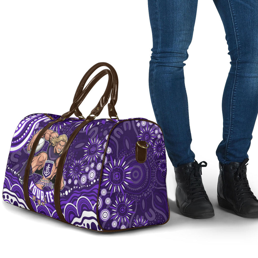 Personalized Fremantle Dockers Rugby Travel Bag Aboriginal Dot Art - Dreamtime Football Mascot