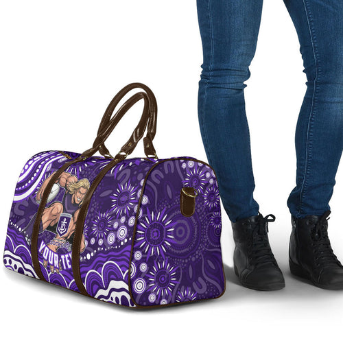 Personalized Fremantle Dockers Rugby Travel Bag Aboriginal Dot Art - Dreamtime Football Mascot