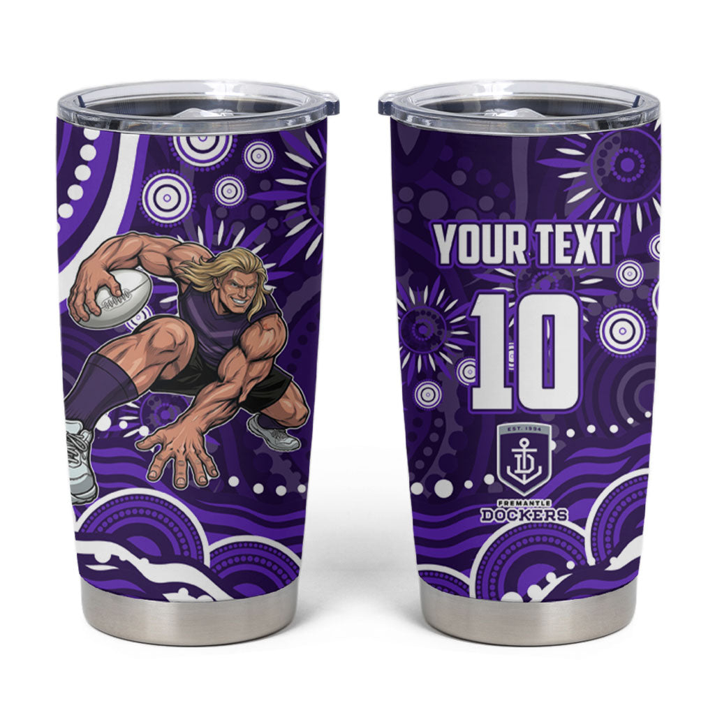 Personalized Fremantle Dockers Rugby Tumbler Cup Aboriginal Dot Art - Dreamtime Football Mascot