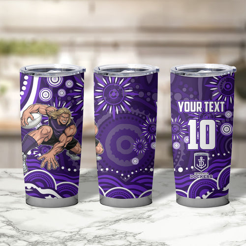 Personalized Fremantle Dockers Rugby Tumbler Cup Aboriginal Dot Art - Dreamtime Football Mascot