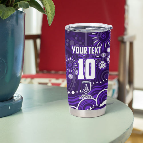 Personalized Fremantle Dockers Rugby Tumbler Cup Aboriginal Dot Art - Dreamtime Football Mascot