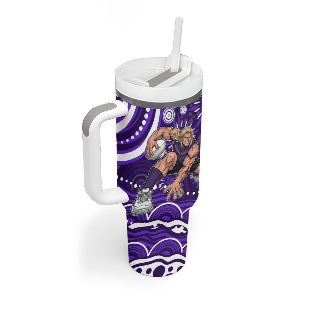 Personalized Fremantle Dockers Rugby Tumbler With Handle Aboriginal Dot Art - Dreamtime Football Mascot