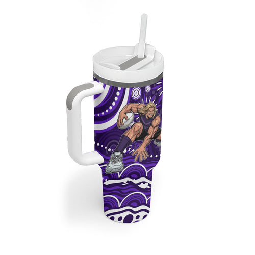 Personalized Fremantle Dockers Rugby Tumbler With Handle Aboriginal Dot Art - Dreamtime Football Mascot