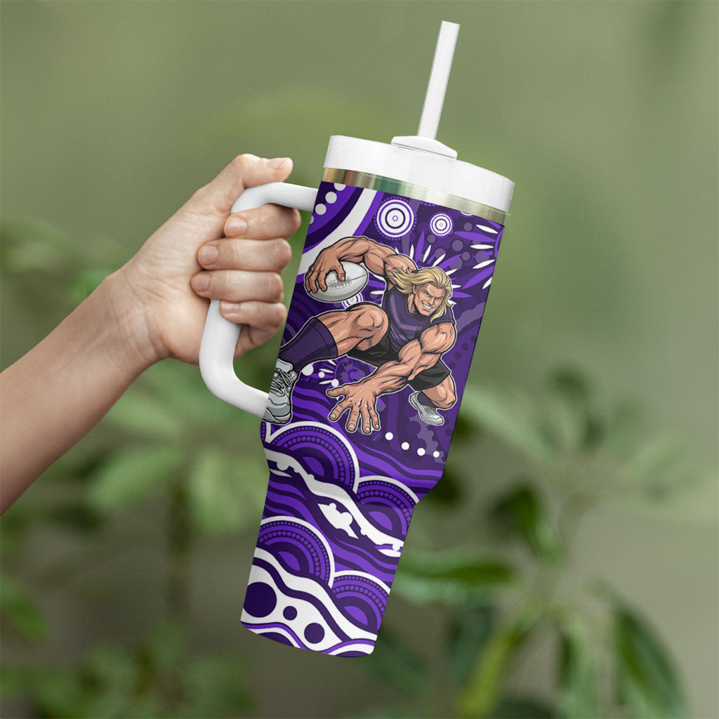 Personalized Fremantle Dockers Rugby Tumbler With Handle Aboriginal Dot Art - Dreamtime Football Mascot
