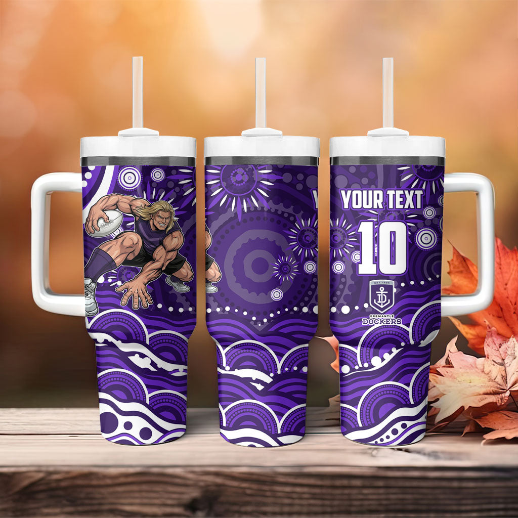 Personalized Fremantle Dockers Rugby Tumbler With Handle Aboriginal Dot Art - Dreamtime Football Mascot