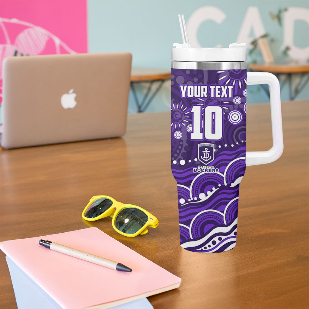 Personalized Fremantle Dockers Rugby Tumbler With Handle Aboriginal Dot Art - Dreamtime Football Mascot