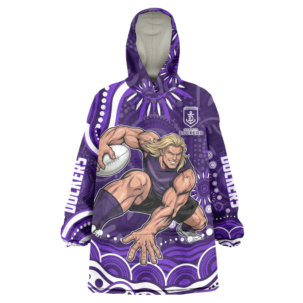 Personalized Fremantle Dockers Rugby Wearable Blanket Hoodie Aboriginal Dot Art - Dreamtime Football Mascot