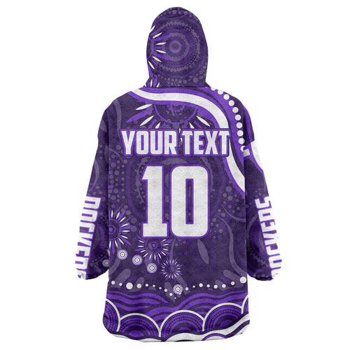 Personalized Fremantle Dockers Rugby Wearable Blanket Hoodie Aboriginal Dot Art - Dreamtime Football Mascot