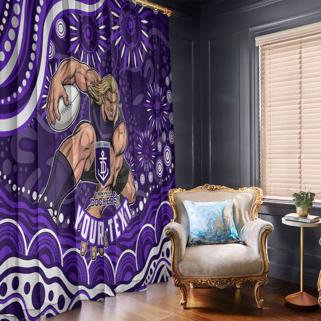 Personalized Fremantle Dockers Rugby Window Curtain Aboriginal Dot Art - Dreamtime Football Mascot