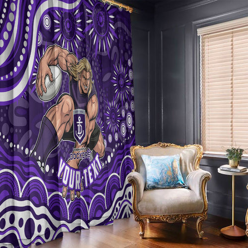Personalized Fremantle Dockers Rugby Window Curtain Aboriginal Dot Art - Dreamtime Football Mascot