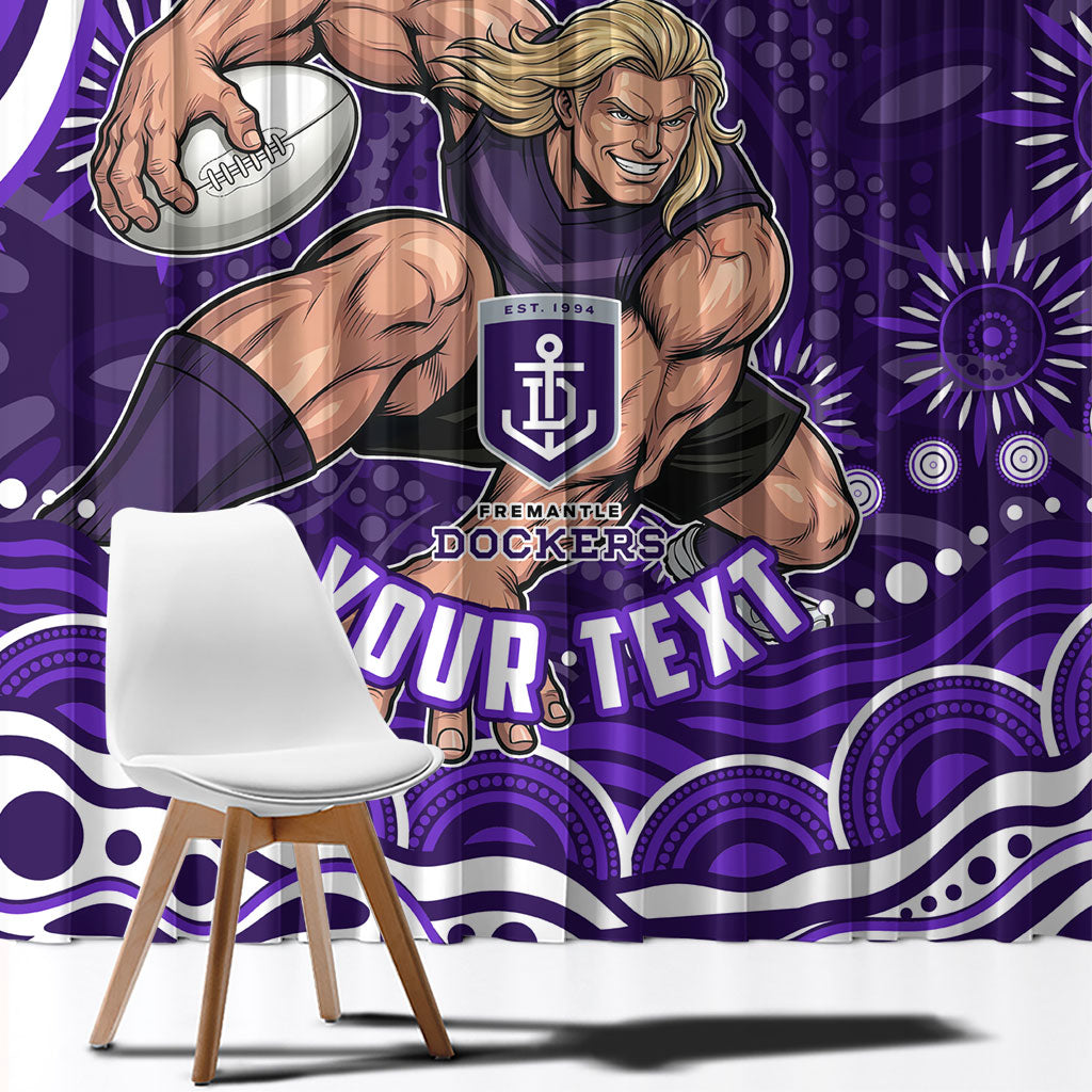 Personalized Fremantle Dockers Rugby Window Curtain Aboriginal Dot Art - Dreamtime Football Mascot