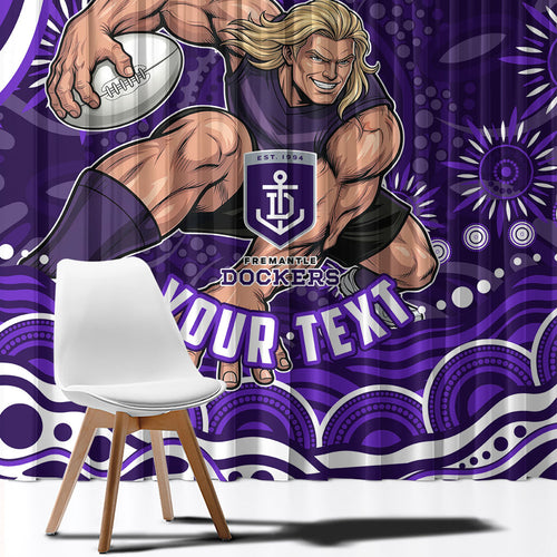 Personalized Fremantle Dockers Rugby Window Curtain Aboriginal Dot Art - Dreamtime Football Mascot
