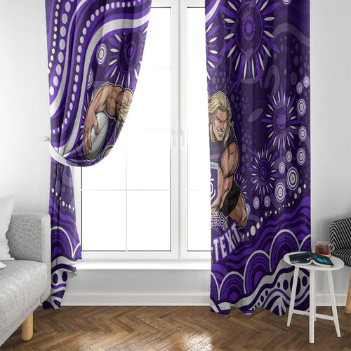 Personalized Fremantle Dockers Rugby Window Curtain Aboriginal Dot Art - Dreamtime Football Mascot