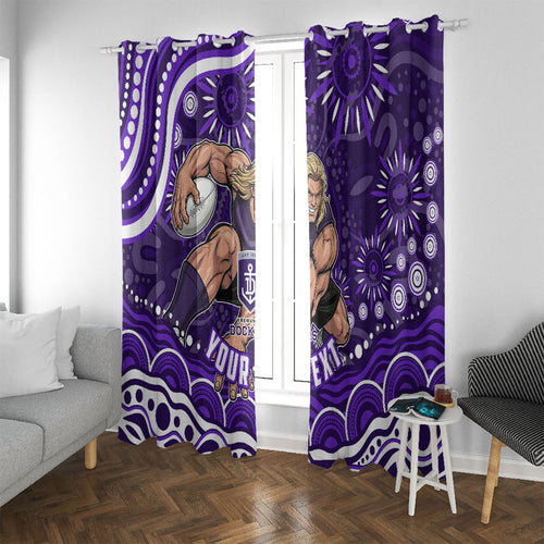 Personalized Fremantle Dockers Rugby Window Curtain Aboriginal Dot Art - Dreamtime Football Mascot