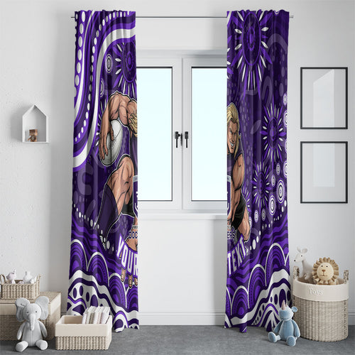 Personalized Fremantle Dockers Rugby Window Curtain Aboriginal Dot Art - Dreamtime Football Mascot