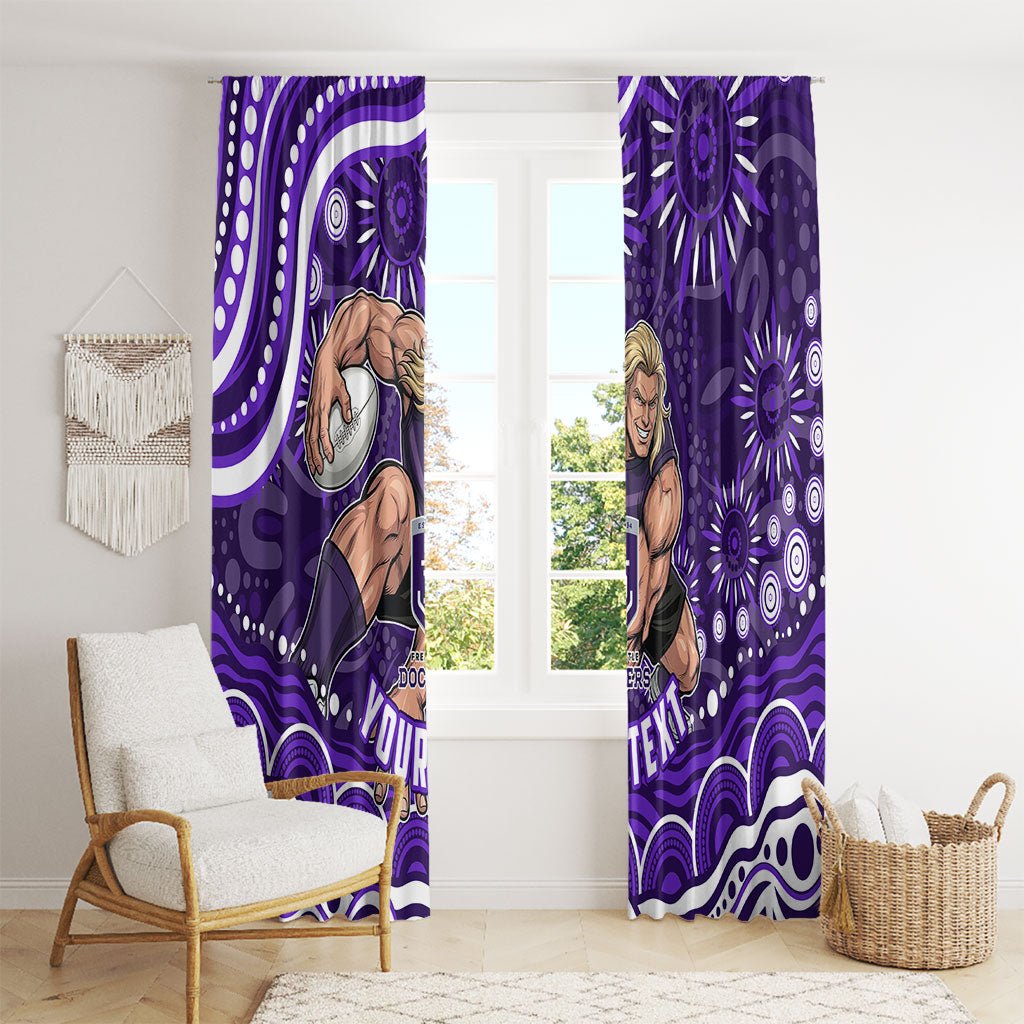 Personalized Fremantle Dockers Rugby Window Curtain Aboriginal Dot Art - Dreamtime Football Mascot