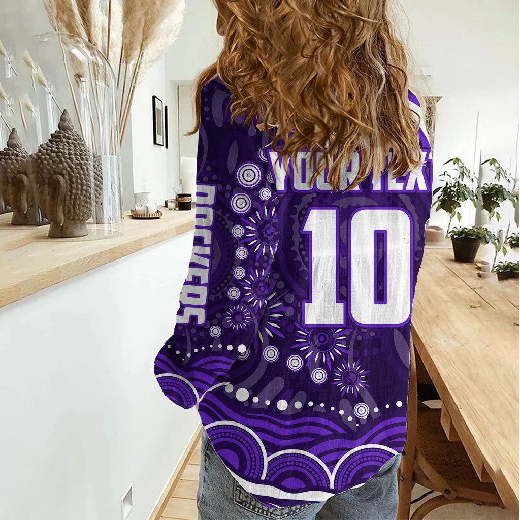 Personalized Fremantle Dockers Rugby Women Casual Shirt Aboriginal Dot Art - Dreamtime Football Mascot