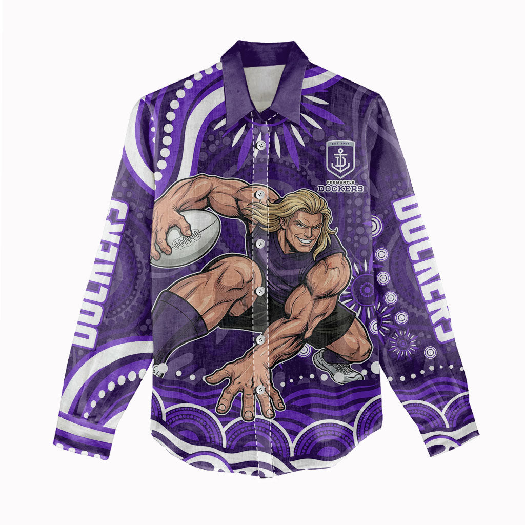 Personalized Fremantle Dockers Rugby Women Casual Shirt Aboriginal Dot Art - Dreamtime Football Mascot