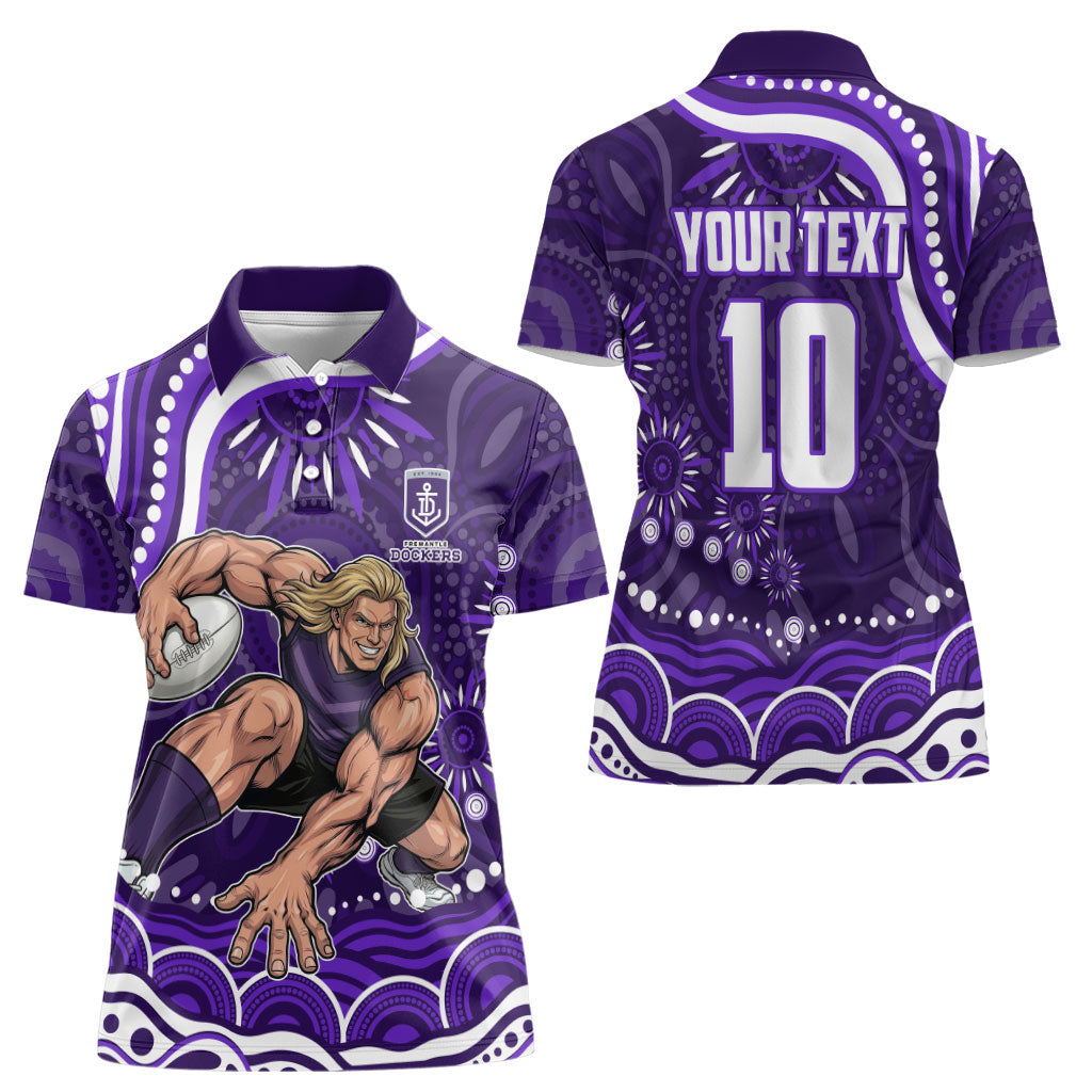 Personalized Fremantle Dockers Rugby Women Polo Shirt Aboriginal Dot Art - Dreamtime Football Mascot