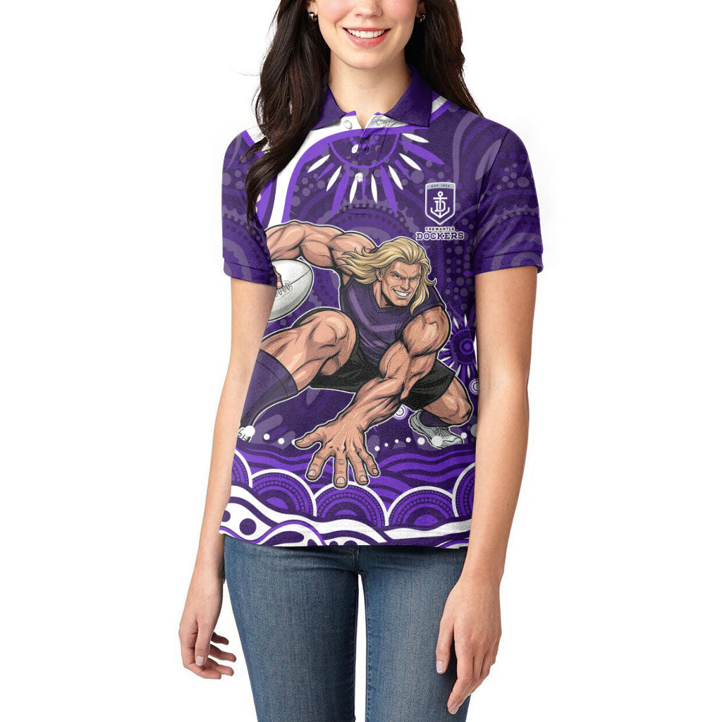 Personalized Fremantle Dockers Rugby Women Polo Shirt Aboriginal Dot Art - Dreamtime Football Mascot
