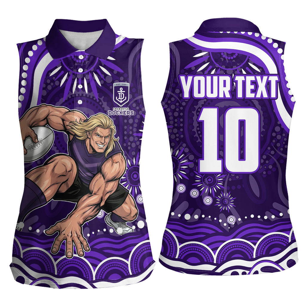 Personalized Fremantle Dockers Rugby Women Sleeveless Polo Shirt Aboriginal Dot Art - Dreamtime Football Mascot