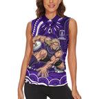 Personalized Fremantle Dockers Rugby Women Sleeveless Polo Shirt Aboriginal Dot Art - Dreamtime Football Mascot