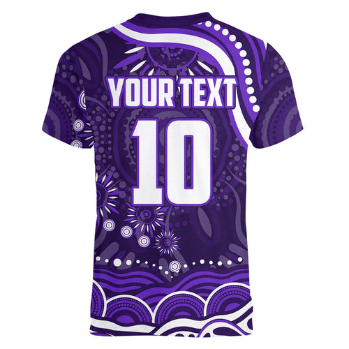 Personalized Fremantle Dockers Rugby Women V-Neck T-Shirt Aboriginal Dot Art - Dreamtime Football Mascot