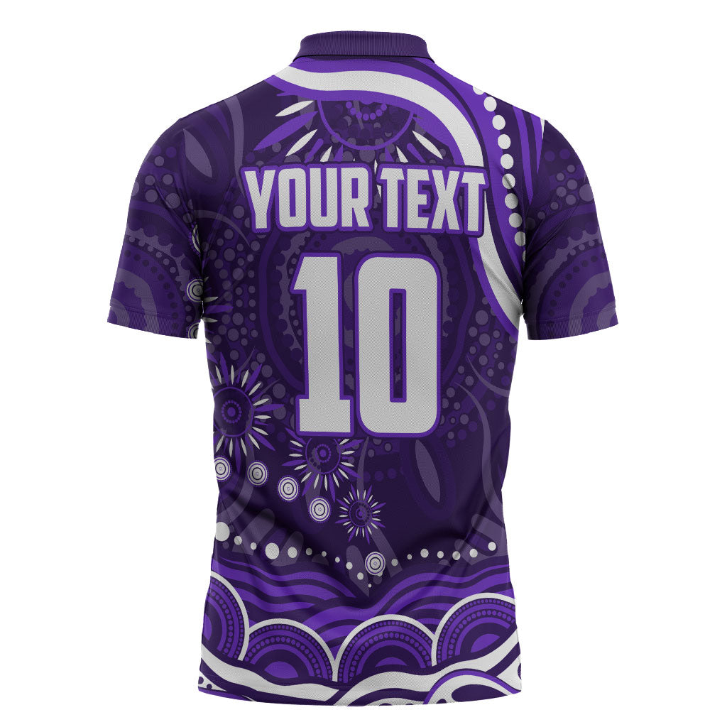 Personalized Fremantle Dockers Rugby Zipper Polo Shirt Aboriginal Dot Art - Dreamtime Football Mascot