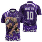 Personalized Fremantle Dockers Rugby Zipper Polo Shirt Aboriginal Dot Art - Dreamtime Football Mascot