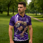 Personalized Fremantle Dockers Rugby Zipper Polo Shirt Aboriginal Dot Art - Dreamtime Football Mascot
