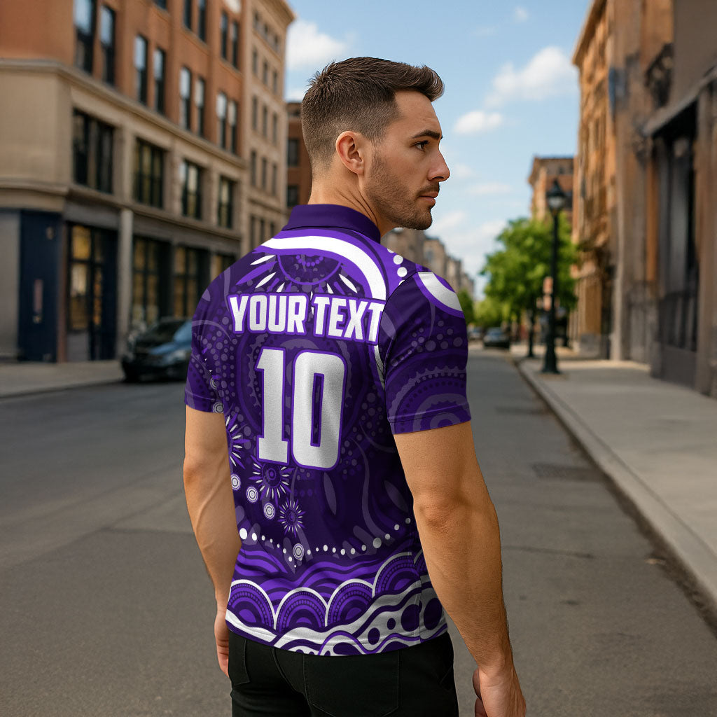 Personalized Fremantle Dockers Rugby Zipper Polo Shirt Aboriginal Dot Art - Dreamtime Football Mascot