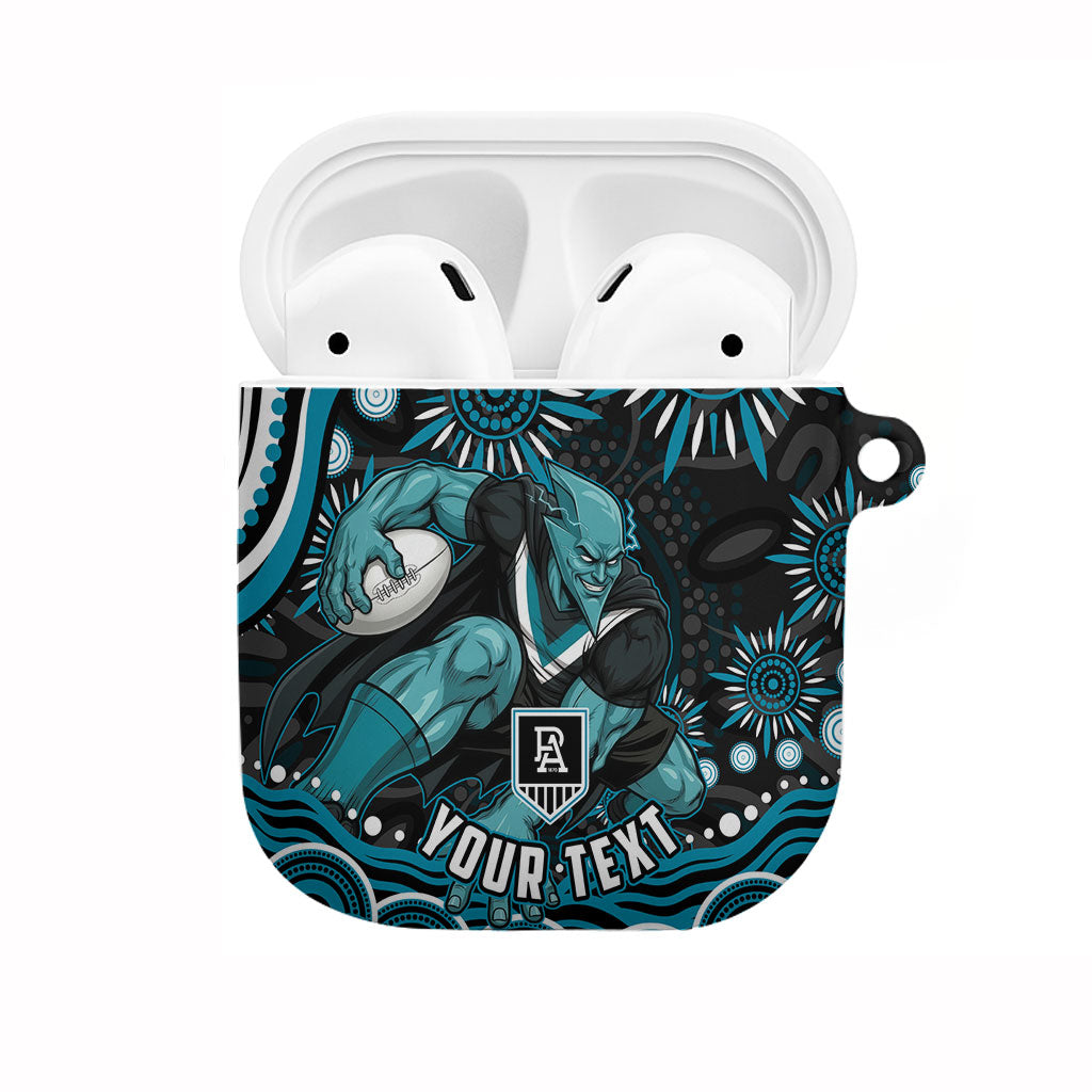 Personalized Port Adelaide Power Rugby AirPods Case Aboriginal Dot Art - Dreamtime Football Mascot