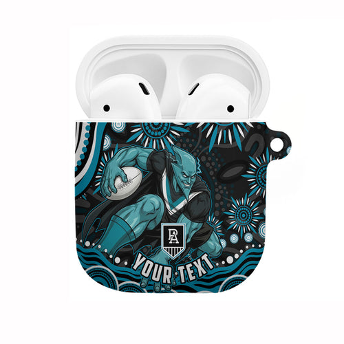 Personalized Port Adelaide Power Rugby AirPods Case Aboriginal Dot Art - Dreamtime Football Mascot