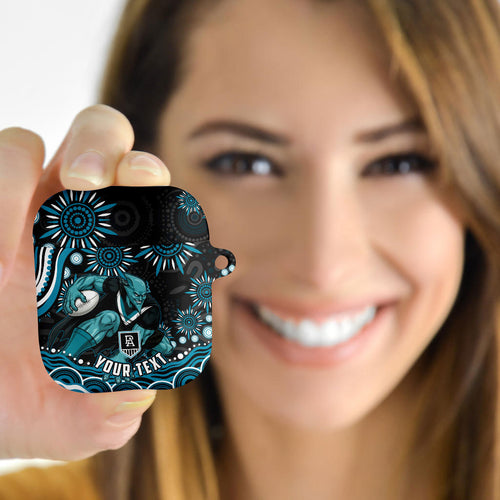 Personalized Port Adelaide Power Rugby AirPods Case Aboriginal Dot Art - Dreamtime Football Mascot